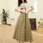 High Waist Plaid Lace-up A-line Skirt