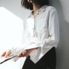 Slit Sleeve V-neck Shirt