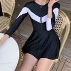 Long-sleeve Zip-up Swim Dress