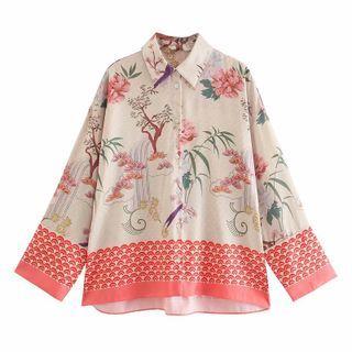 Floral Print Shirt / Straight Leg Pants / Set