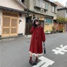 Lace Trim Midi Coat Red - One Size