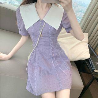 Sailor-collar Slim-fit Mini Dress