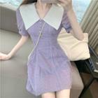 Sailor-collar Slim-fit Mini Dress