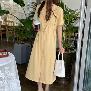 Irregular Tie-waist V-neck Dress