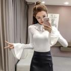 Frilled Long-sleeve Knit Sweater