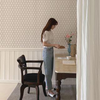 Puff-sleeve Knit Henley