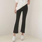 Contrast-trim Ribbed Boot-cut Pants