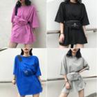 Elbow-sleeve T-shirt With Waist Bag