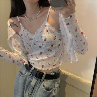 Floral Print Light Jacket / Camisole Top