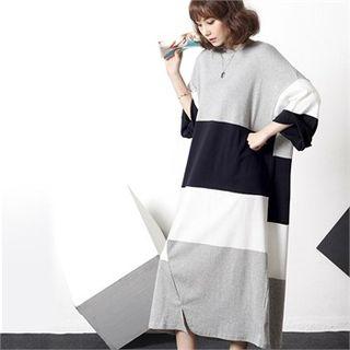 Color-block Maxi T-shirt Dress Black - One Size