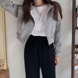 Cropped Zip-up Hoodie In 9 Colors