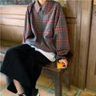 Plaid Zip Jacket / Midi A-line Skirt