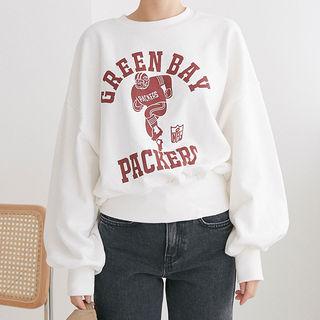 Letter Print Balloon-sleeve Sweatshirt