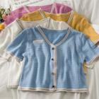 Glitter-trim Button-up Knit Top In 6 Colors
