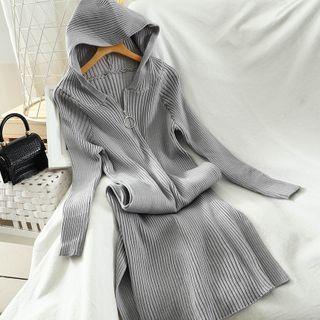 Long-sleeve Knit Hooded Maxi Dress