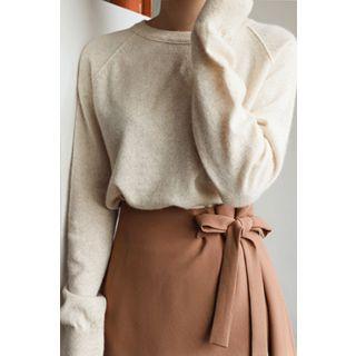 Raglan-sleeve Cashmere Blend Knit Pullover