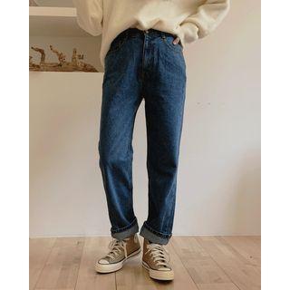Colored Washed Straight-cut Jeans