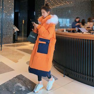 Two Tone Padded Zip-up Long Parka