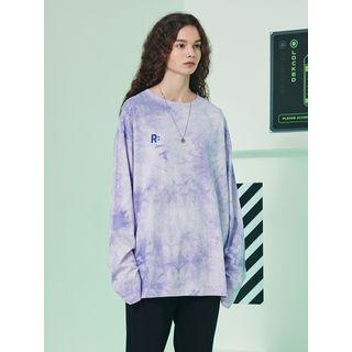 [r:lol] Couple Letter-printed Tie-dyed T-shirt