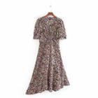 Short-sleeve Asymmetric Floral Dress