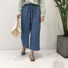 Drawstring Cropped Wide-leg Jeans