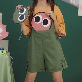 Elbow-sleeve Printed T-shirt / Wide-leg Cargo Jumper Shorts