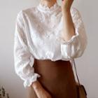 Scallop-edge Laced Top Ivory - One Size