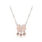 925 Sterling Silver Fashion Rose Gold Plated Chinese Lock Necklace Silver - One Size