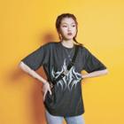 Printed Short-sleeve T-shirt Dark Gray - One Size