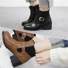 Gore-side Buckled Ankle Boots