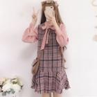 Bow Accent Long-sleeve Dress As Shown In Figure - One Size