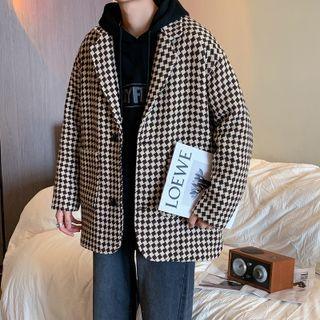 Checkerboard Single-breasted Blazer
