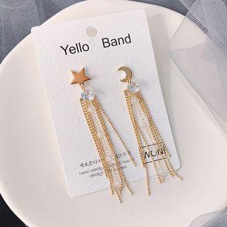 Non-matching Moon & Star Fringed Earring As Shown In Figure - One Size