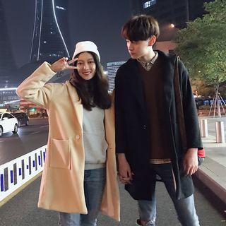 Couple Matching Plain Woolen Coat