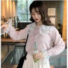 Lace Panel Furry Shirt