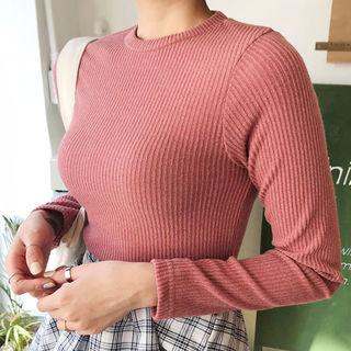 Crew-neck Slim-fit Ribbed T-shirt