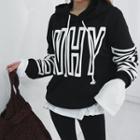 Hood Kangaroo-pocket Lettering Pullover