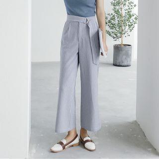 Wide-leg Striped Ankle Pants