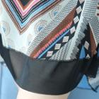 Patterned Short-sleeve Midi Chiffon Dress