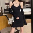 Knit Bodycon Dress / Spaghetti Strap Knit Top