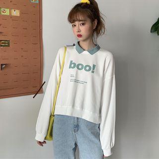 Letter Collared Sweatshirt