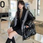 Sailor Collar Wet-look Padded Jacket