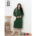 Drop-shoulder Slit-side Long Dress