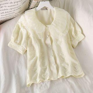 Layered Collar Puff-sleeve Blouse