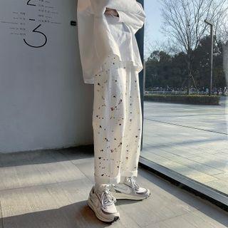 Splash Print Straight-leg Pants