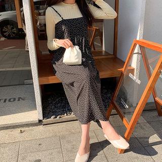 Sleeveless Dotted Long Empire Dress