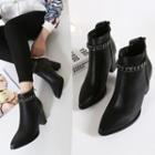 Pointed Block Heel Ankle Boots