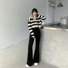 Striped Sweater / Boot-cut Pants