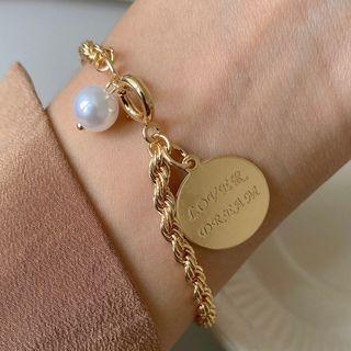 Lettering Charm Bracelet E153 - Gold - One Size