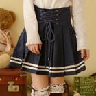 Lace-up Pleated Skirt